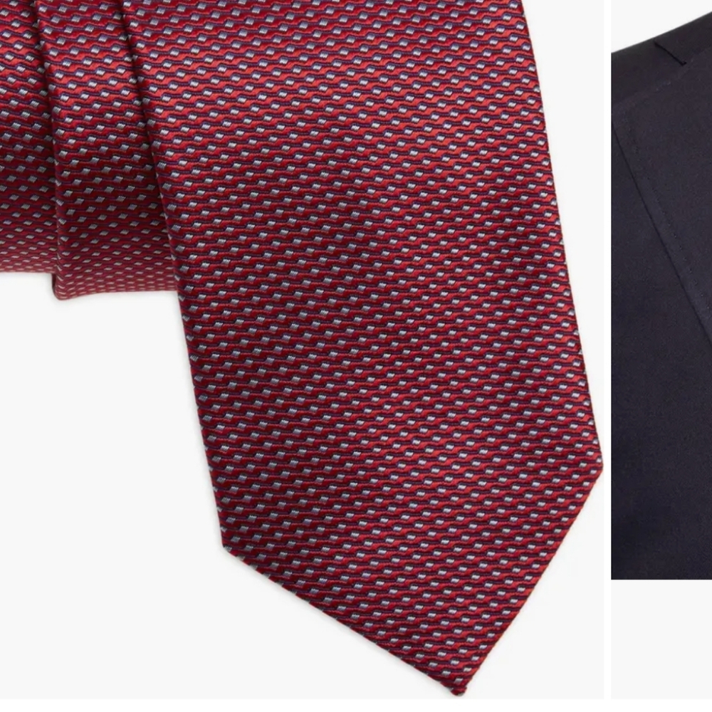 Red and White Patterned Tie